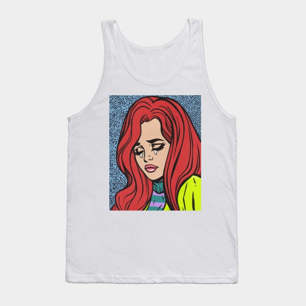 Red Hair Crying Comic Girl Tank Top by turddemon